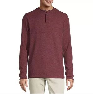 Men's Henley Long Sleeve Classic Fit Thermal Top XL Burgundy OR Grey BNWT SO